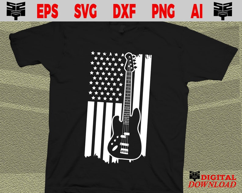Guitar American US Flag Svg Guitar Svg Music Svg Bass - Etsy