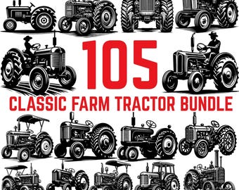 Classic Tractor SVG Bundle | Vintage Farm Tractor Cut Files for Cricut Silhouette | Commercial use