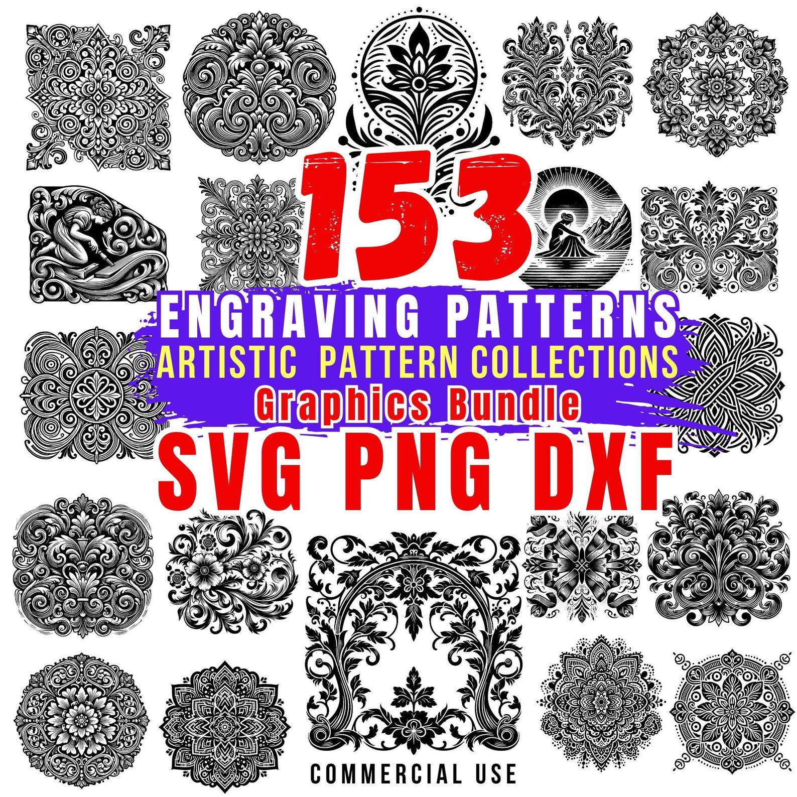 153 Filigree Scroll Patterns SVG, PNG, DXF Bundle – Cricut, Silhouette ...