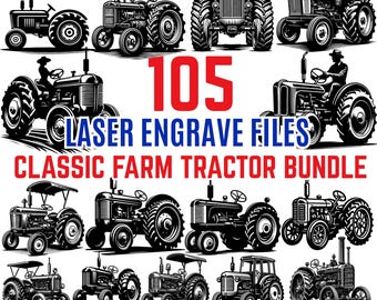 Classic Farm Tractor Engraving SVG Bundle | Vintage Tractor Laser Engrave Files for Slate, Wood, CNC, Glowforge, Commercial use.