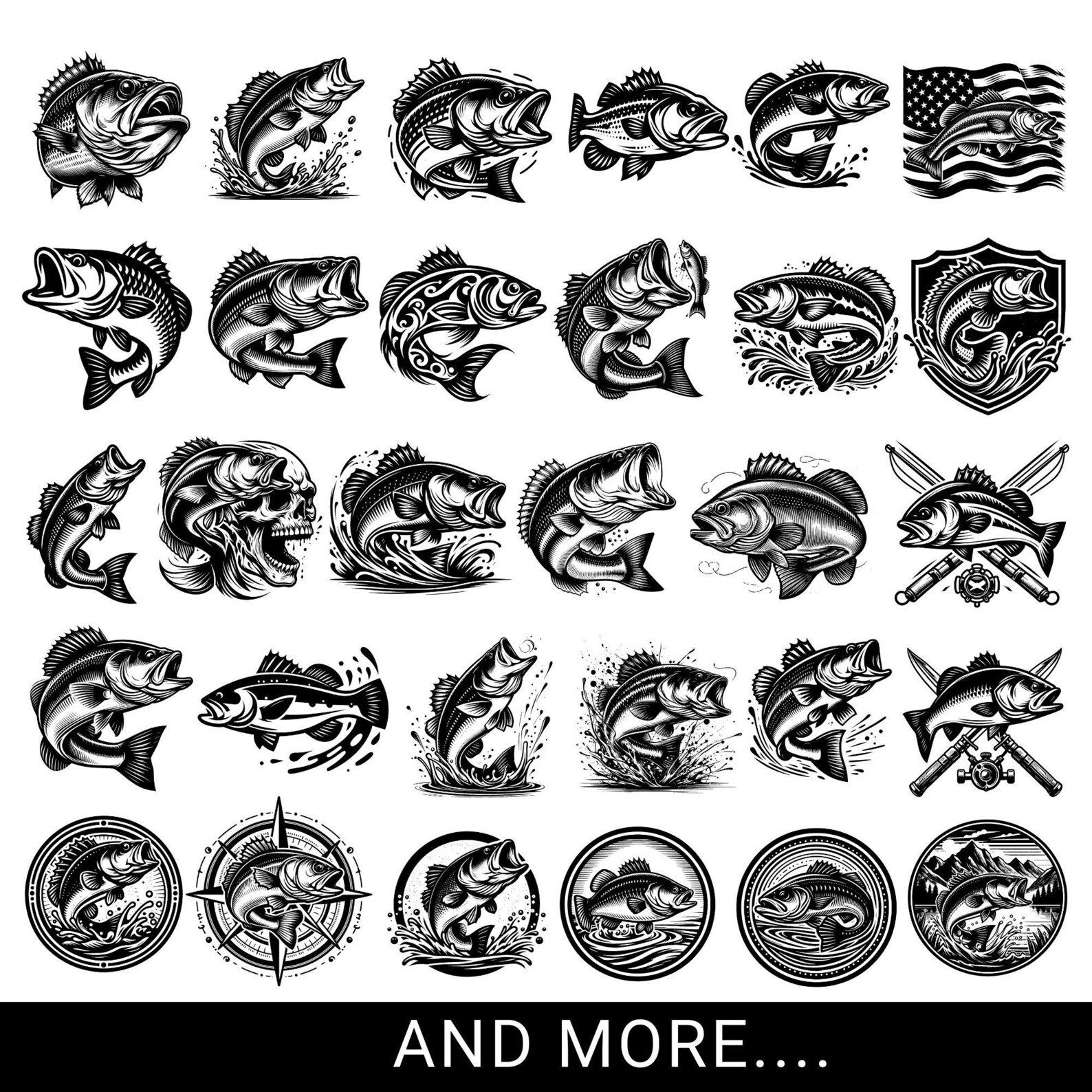 Bass Fish Laser Engraving SVG Bundle | Fishing Laser Cut Files, Bass ...