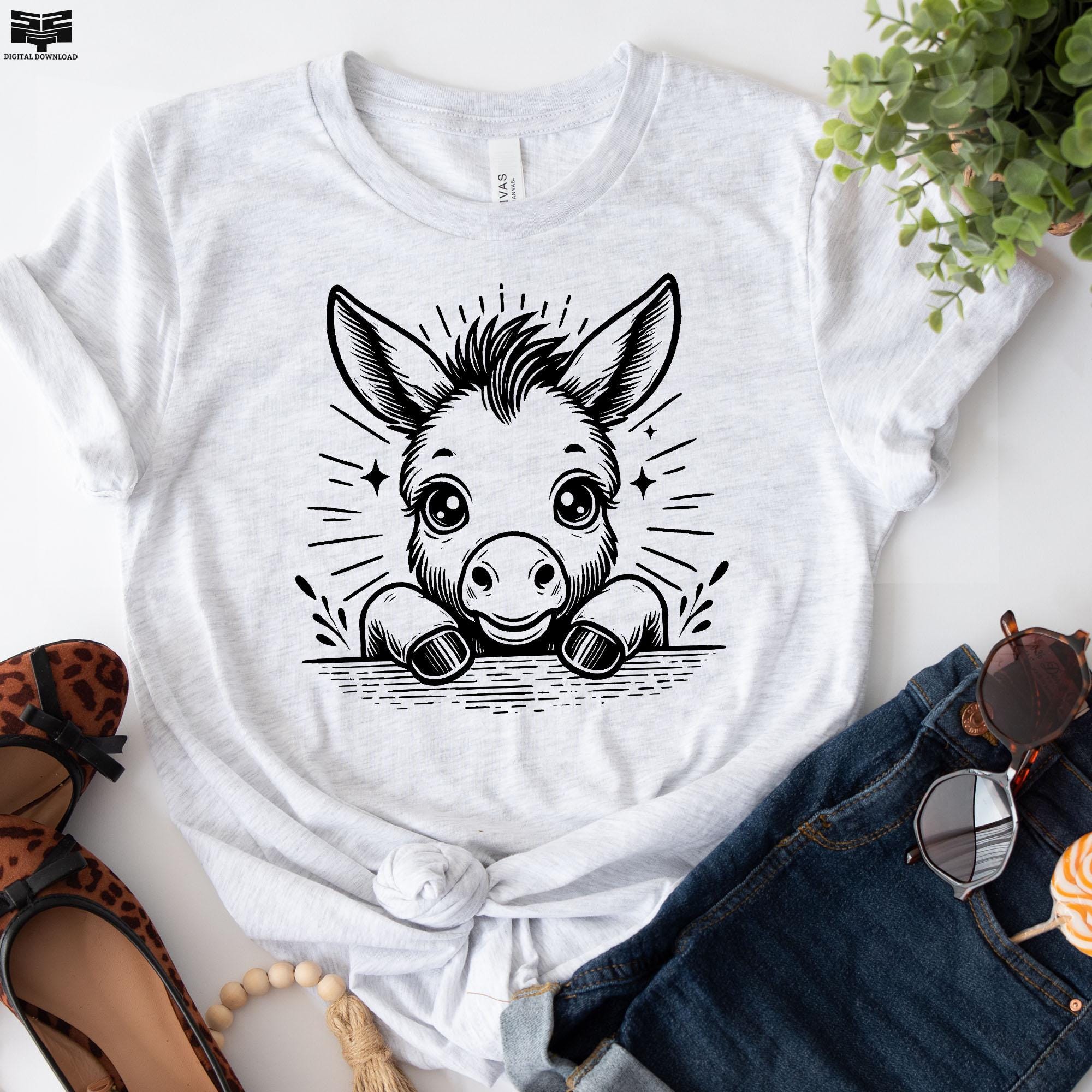 Cute Baby Donkey SVG and PNG Bundle | Farm Animal Clipart | Cartoon ...