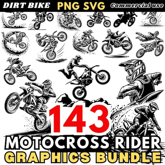 Motocross SVG and PNG Bundle - Extreme Dirt Bike Racing Cut Files for Cricut and Silhouette - Commercial use