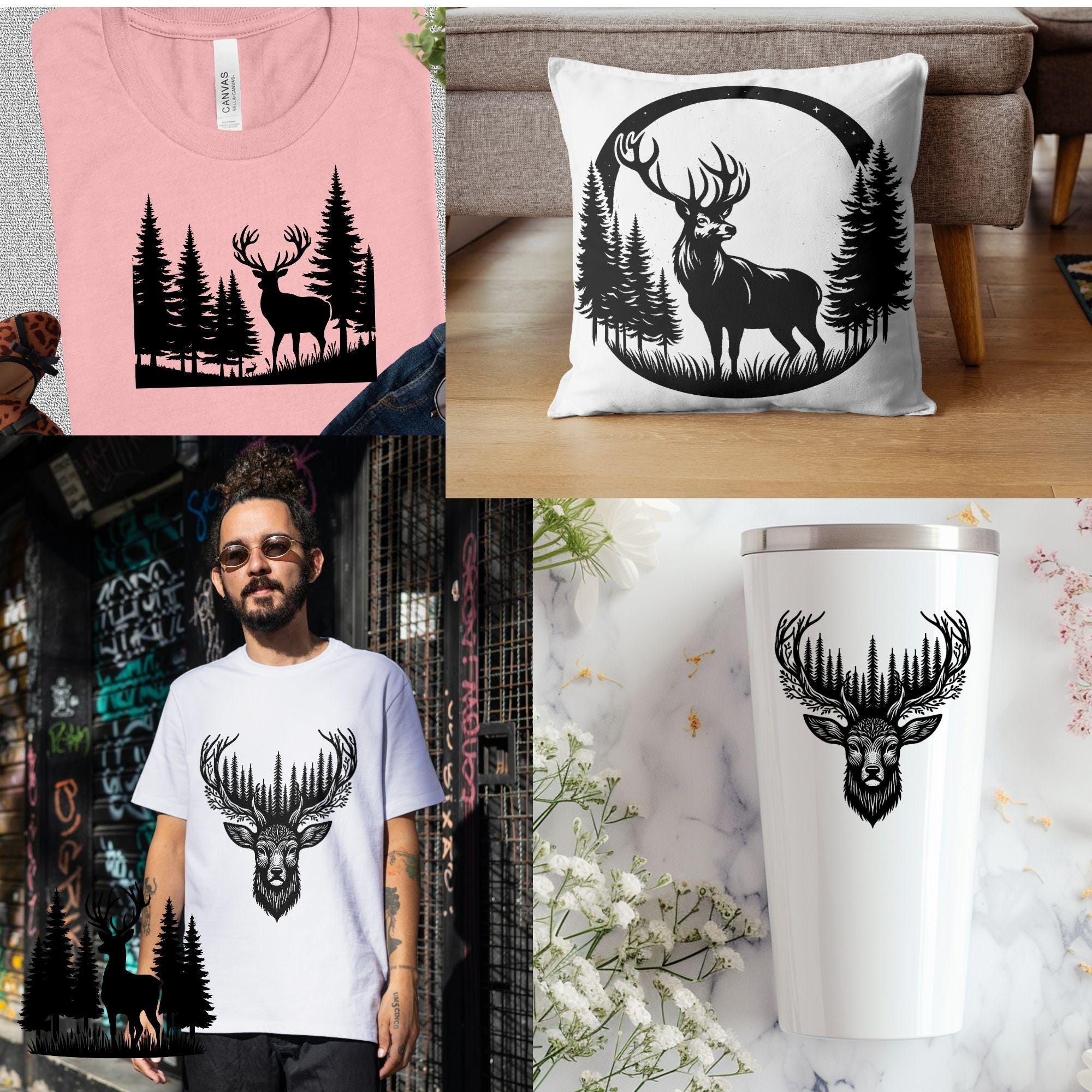 Deer Scene SVG Bundle | Forest Wildlife Deer PNG | Cricut Deer Cut ...