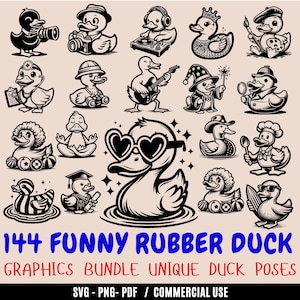 Funny Rubber Duck SVG Bundle | Cute Duck Clipart Cricut Files | Quirky Duck PNG, PDF Cut Files for Sublimation & Crafts, Commercial use