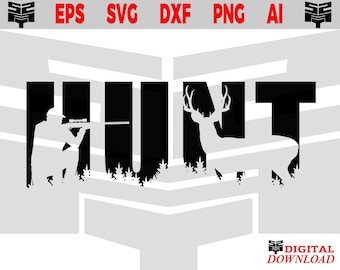 Deer hunting svg - Deer hunting with rifle svg files - Hunting svg, Deer hunter svg, Instant digital download.