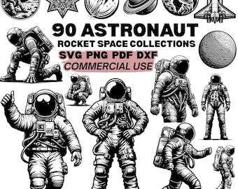 Astronaut Rocket Space SVG Bundle | Outer Space Cut Files for Cricut & Silhouette | Cosmic Astronaut SVG PNG Designs for Kids, Crafts