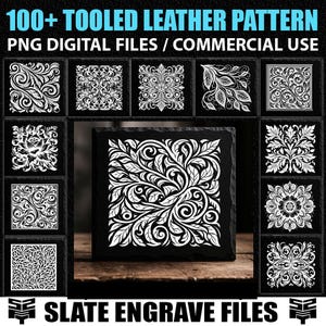 Slate Engraving Tooled Leather Pattern Bundle, Western Floral Vector Designs, Laser Cut Files CNC, Instant Digital Downloads, Commercial Use