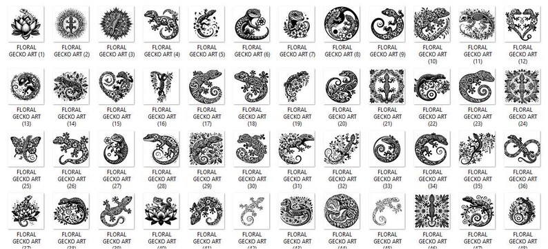 Floral Gecko SVG Bundle | Gecko PNG Clipart | Lizard Cricut Cut File ...