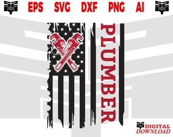 Plumber svg files - plumber vintage USA flag plumbing file for cricut instant download