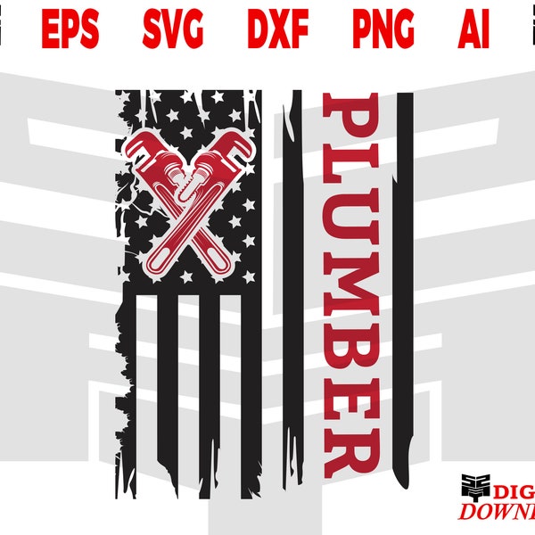 Plumber svg files - plumber vintage USA flag plumbing file for cricut instant download