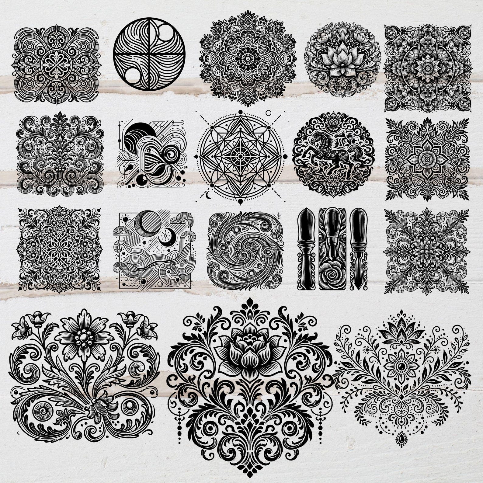 153 Filigree Scroll Patterns SVG, PNG, DXF Bundle – Cricut, Silhouette ...