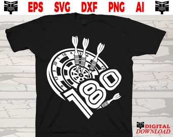 Darts svg files - Cool Darts 180 Dartboard player artsy digital instant download