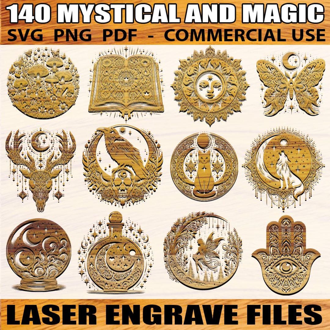 Laser Engrave Mystical Magic SVG Bundle, Celestial Witchy Files (PNG ...