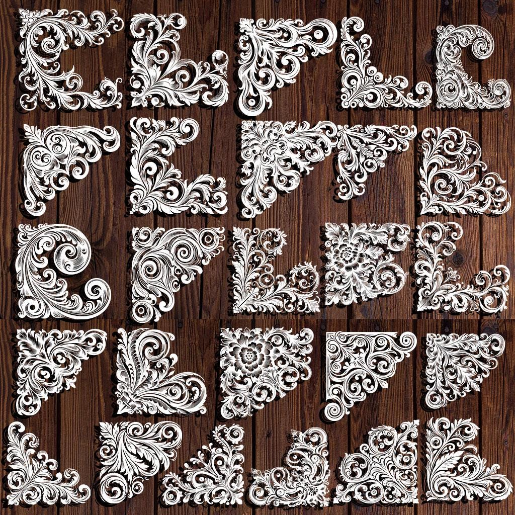 Filigree Scroll Corner SVG Bundle | Ornamental Corner Flourish ...