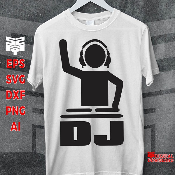 Dj svg cut files, SVG PNG Cool DJ  icon gift Sublimation Vinyl Sticker Print Heat Press instant download