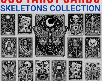 Funny Tarot Card  SVG Bundle, Witchy Tarot Card PNG, Mystic Skeleton Tarot Signs, Gothic PNG Tarot Cards for Cricut, Skull Tarot Bundle