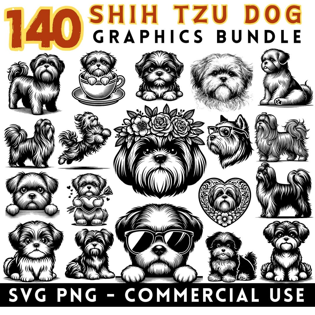 Shih Tzu Dog SVG Bundle, Puppy Clipart (commercial Use) - Etsy