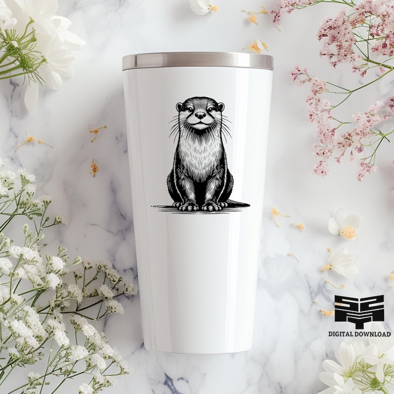 Paquete SVG y PNG de nutria juguetona / Corte láser de nutria linda, Cricut, svg de animales, silueta de nutria, svg de vida silvestre, uso comercial imagen 4