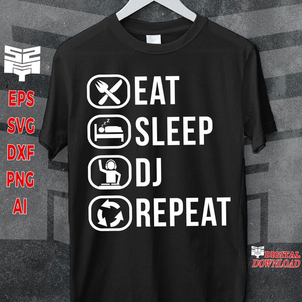 Dj svg cut files / Cool Eat Sleep Dj Repeat SVG digital art / music svg / svg files for cricut instant download