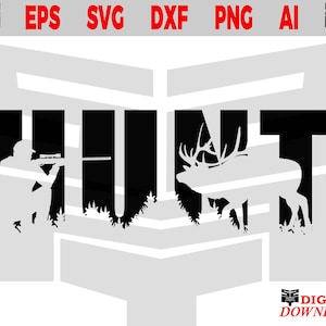 Elk hunting svg - Cool elk hunter with rifle -  svg files for cricut, Hunting svg, Hunter svg, Digital download