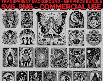 151 Mystical Tarot Cards SVG Bundle, Png Tarot Clipart, Cricut Tarot Card Files, Spiritual Tarot SVG, Witchy Mystical PNG, Commercial use