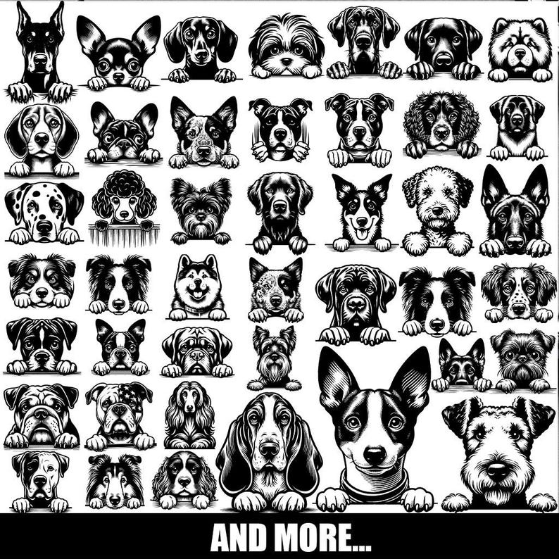 100 Breeds Peeking Dogs SVG Bundle for Cricut | Peeking Dog Faces Cut ...
