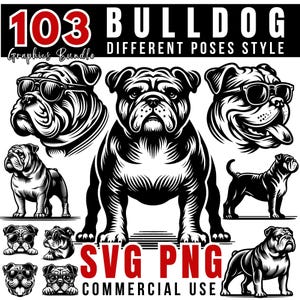 Bulldog Dog SVG and PNG Bundle Design | Bulldog Cut File for Cricut & Silhouette | Dog Lover Digital Design | Pet Lover SVG, Dog head svg