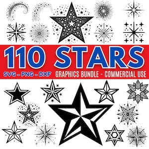 110 Stars SVG Bundle, Cricut Star Cut Files, Star svg for Cricut, Digital downloads,  Star Vector Clipart, SVG Star Pack, Commercial use