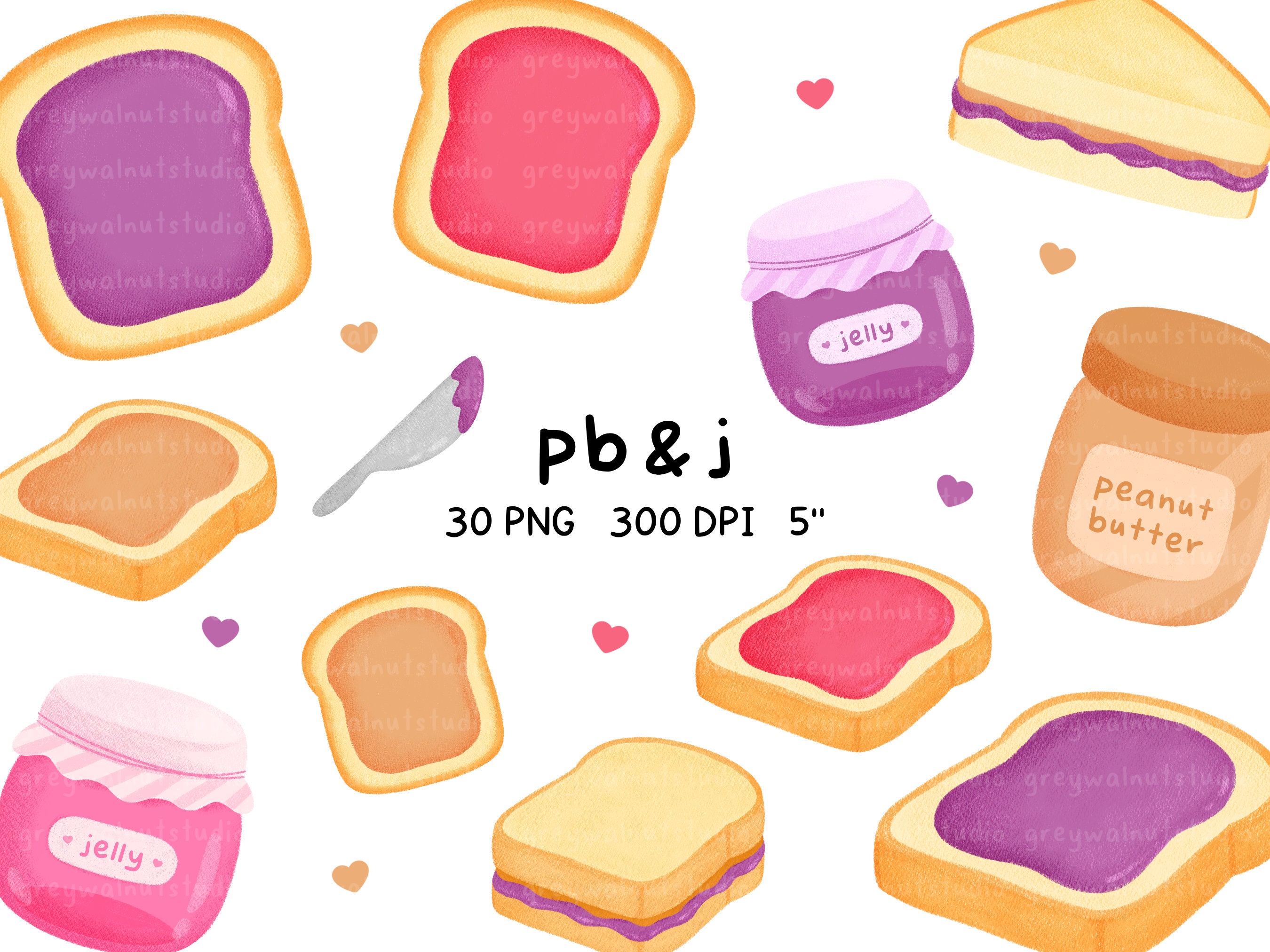 Pbj Clipart, Peanut Butter and Jelly Illustration, Bread, Spreads ...