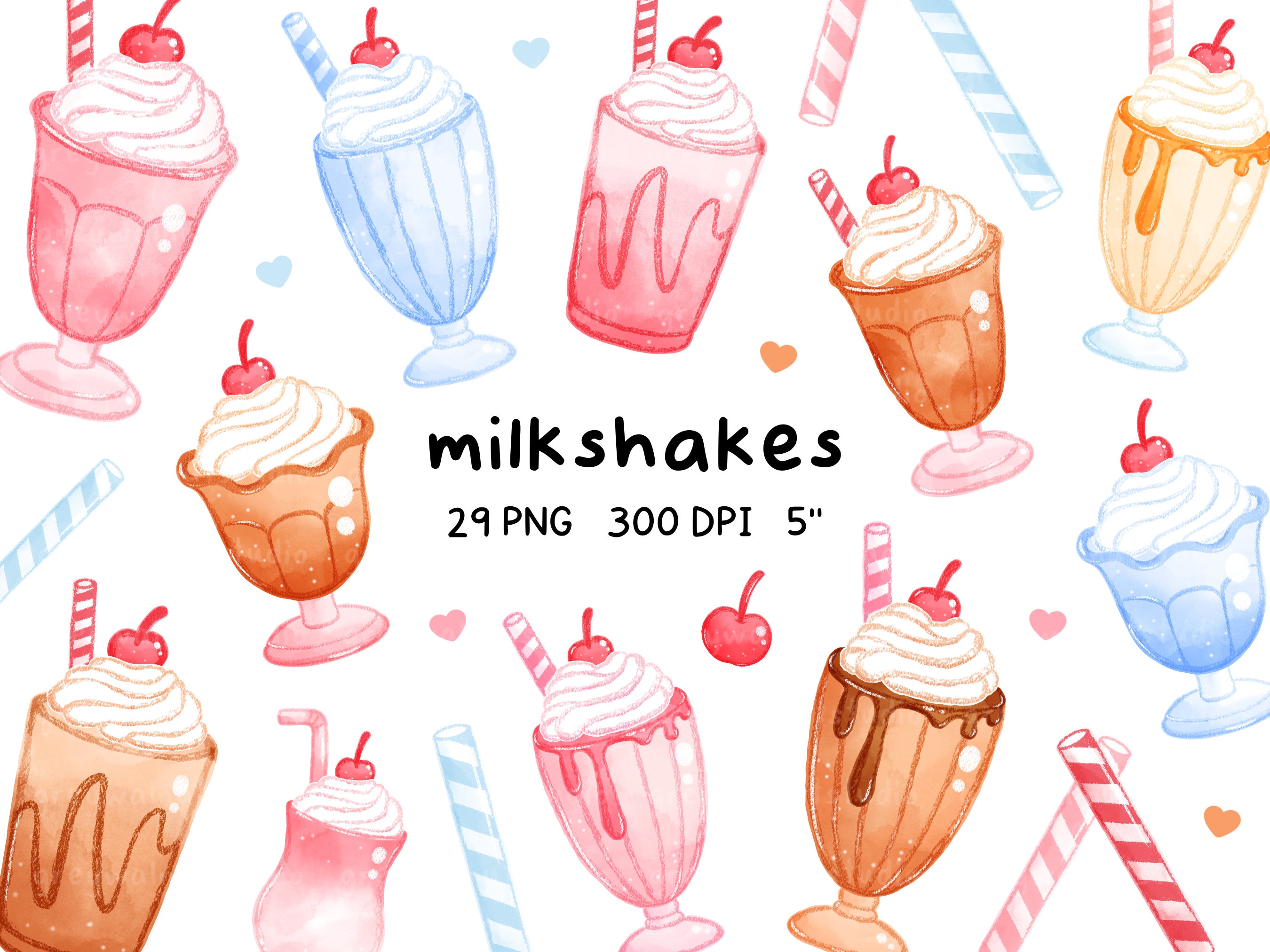 Milkshakes Clipart, Milkshake Watercolor, Strawberry Milkshake ...