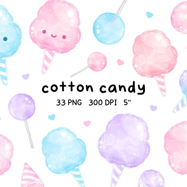 cotton candy clipart, watercolor candies, snow cones, lollipop, carnival, balloons, birthday party, gender reveal, pastel, candy, graphics