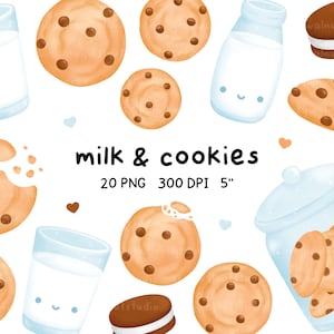 Milch und Kekse Clipart, Schokoladenkeks, Keksdose, Cookie Clipart, Kekse mit Sahne, Zuckerkeks, Desserts, Süßigkeiten, Leckereien, Milch