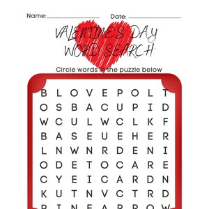 Valentine&#39;s Day Word Search