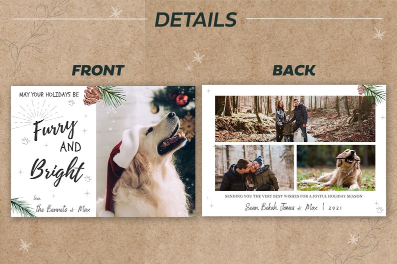 Furry and Bright | 5x7 Editable Template | Dog Holiday Photo Card | Pet ...