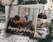 Family Holiday Card Template, Personalized Christmas Photo Card, Christmas Card Template, Canva Template, Holiday Collage Card, minimalistic