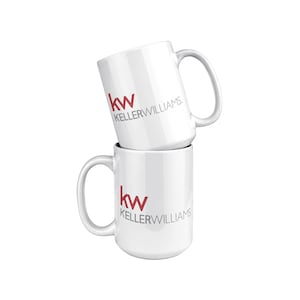 Keller Williams - 15oz White Coffee Mug, KW Branded Real Estate Accessory, Realtor Gift, Closing Gift