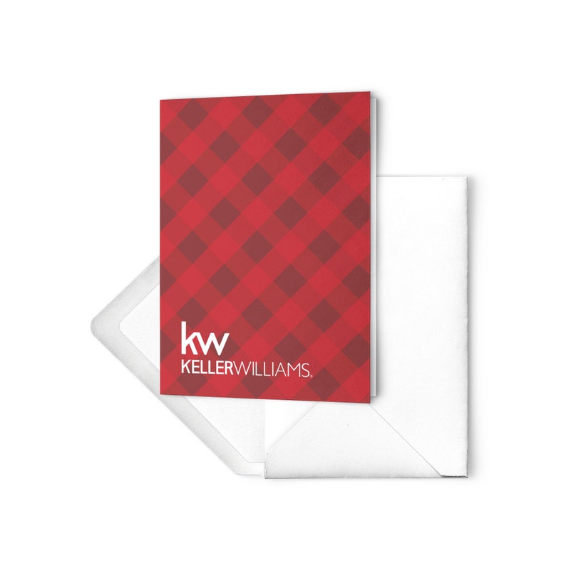 Keller Williams Red Plaid Folded Cards, Blank Inside, KW Branded Real Estate Accessory, Realtor Thank You, Realtor Note Card image 3