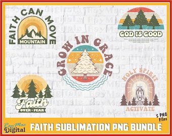 Faith sublimation PNG, Religious bundle, Retro Faith T-Shirt, Christian sublimation Png, Blessed Png, Amen Png, Digital download
