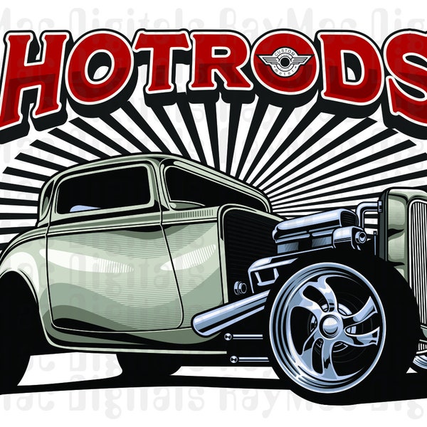 Hot Rod, Car, Muscle Car, Vintage Car, Sublimation Transfer Ready to Press