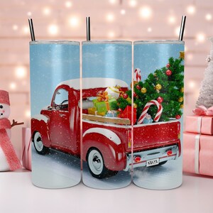 Christmas Truck 20 oz Tumbler Wrap PNG, Sublimation Design, Digital Download, Winter Tumbler Wrap Christmas Truck