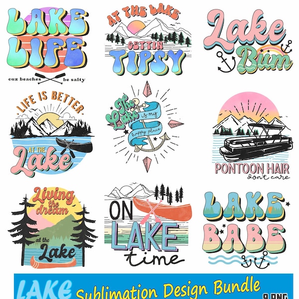 Lake PNG Sublimation, Bundle, Summer Fun, Campfires, Boating, Lake Life, Travel Trip, Swim, Sun Vacation, Sunglasses, Quotes