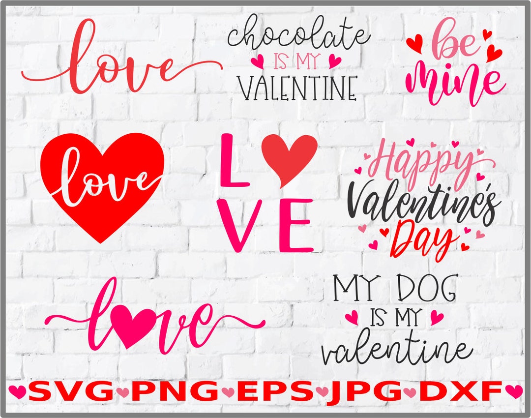 Valentine's Day SVG Bundle, Love Hearts PNG, Valentine's Cut Files for ...