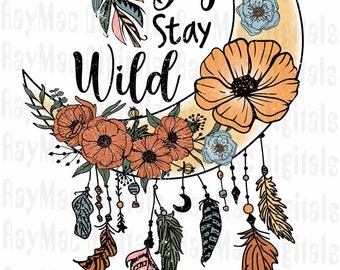Dreamcatcher Sublimation PNG, Dream Big Stay Wild, PNG, Native, Sublimation, flowers, wildflower, Western, Feathers, Printable