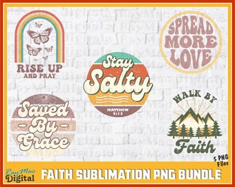 Faith sublimation PNG, Religious bundle, Retro Faith T-Shirt, Christian sublimation Png, Blessed Png, Amen Png, Digital download