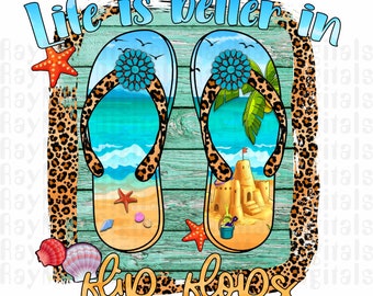 Sublimation Transfer, Ready to Press, Summer, Flip Flops, T-Shirts, Mugs