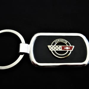 Corvette C4 noir, onyx et argent, gravure sans porte-clés, excellent cadeau, souvenir, fête des pères, Noël, anniversaire, Saint-Valentin, souvenir