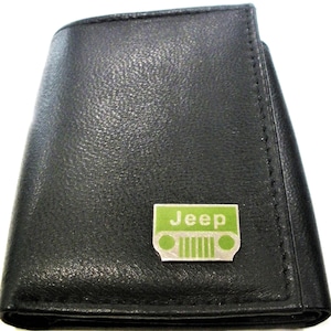 Carteira tripla de couro preta Jeep, ótimo presente, lembrança, dia dos pais, natal, aniversário, aniversário, proprietário de carro novo, lembrança