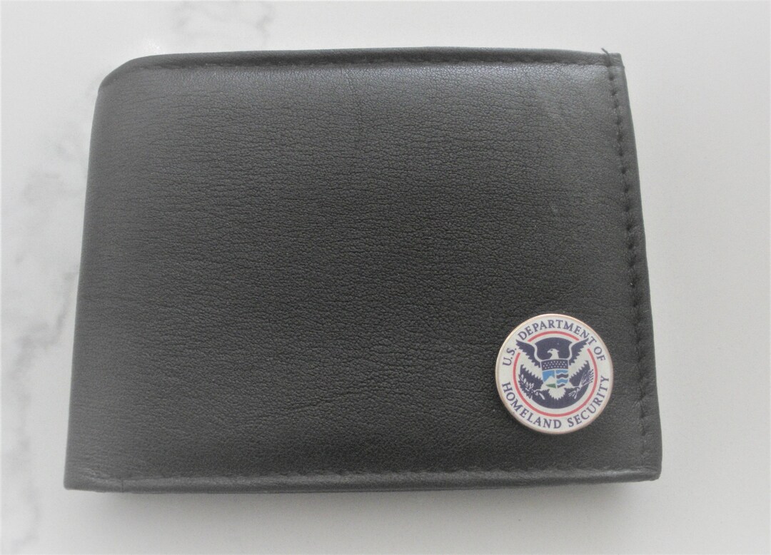 Homeland Security Black Leather Bifold Wallet, Great Gift, Keepsake ...