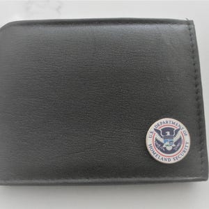 Cartera plegable de cuero negro de seguridad nacional, excelente regalo, recuerdo, día del padre, Navidad, cumpleaños, aniversario, recuerdo